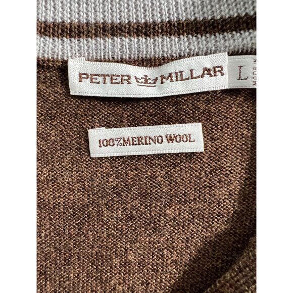 Peter Millar Mens Brown 100% Merino Wool Sleeveless 1/4 Zip Sweater Vest Size L - Picture 4 of 10